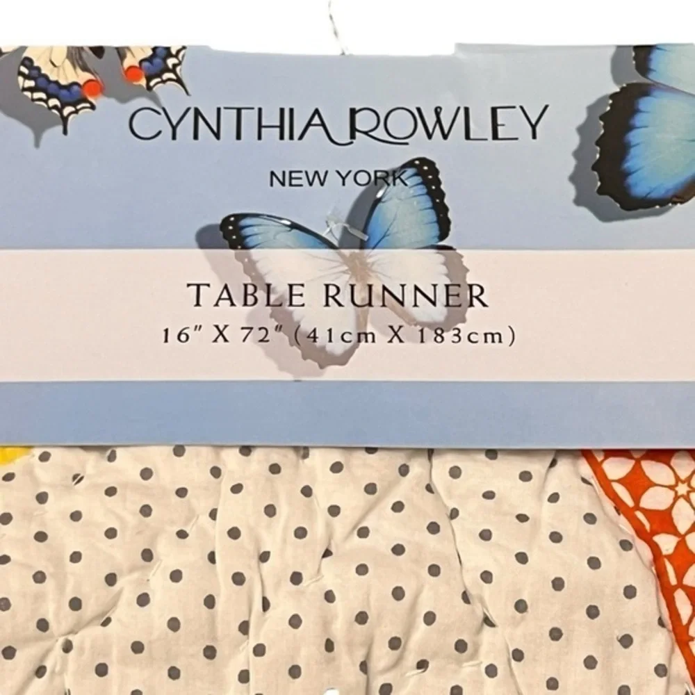 Cynthia Rowley Bunny Rabbit Table Runner 16” X 72” Reversible Quilted Spring NEW